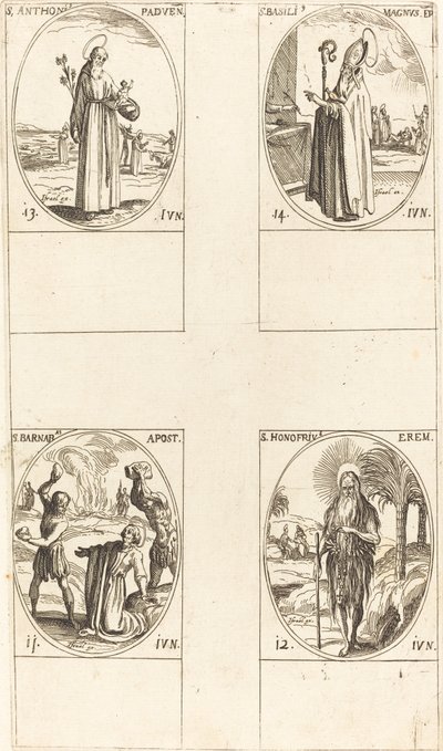 St. Barnabas, Apostle, St. Honofrius, St. Anthony of Padua, St. Basil the Great by Jacques Callot