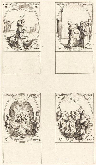 St. Bibiana; St. Birinus; St. Barbara; St. Sabbas by Jacques Callot