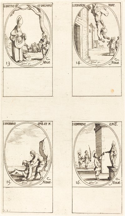St. Brice; St. Serapion; St. Eugenius; St. Edmund by Jacques Callot