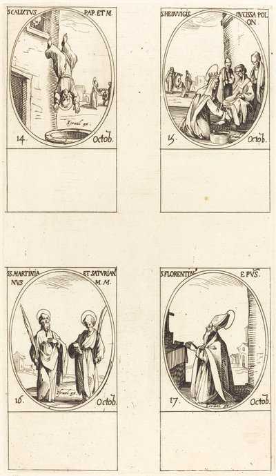 St. Calixtus; St. Hedwiges; Sts. Martinian and Saturian; St. Florentinus by Jacques Callot