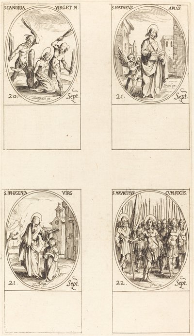St. Canida; St. Matthew; St. Ipigenia; St. Maurice and Companions by Jacques Callot