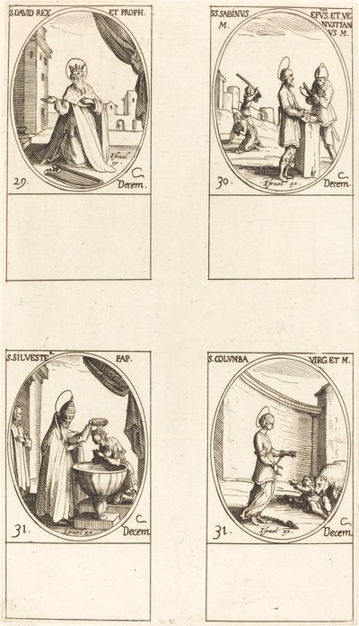 St. David, King and Prophet; Sts. Sabinus and Venustianus; St. Sylvester; St. Colomba by Jacques Callot