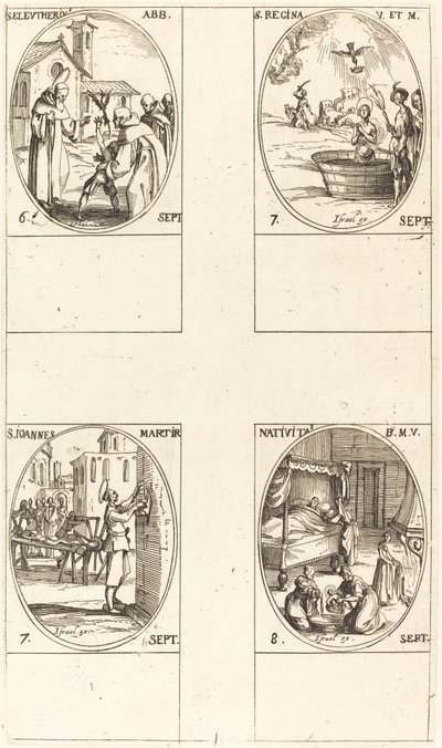 St. Eleutherius, Abbot; St. Regina; St. John; The Nativity of the Virgin by Jacques Callot