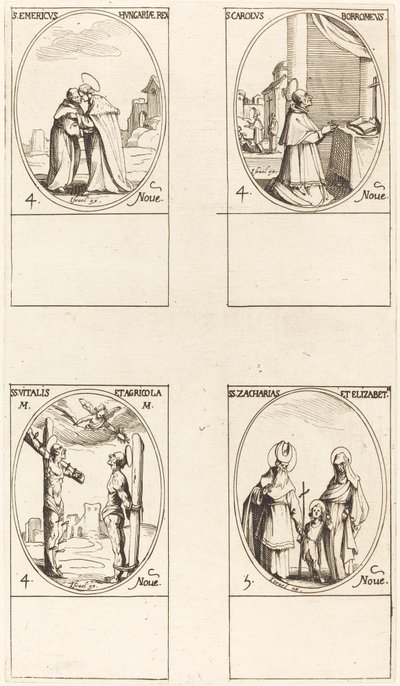 St. Emeric; St. Charles Borromeo; St. Vitalis & Agricola; Sts. Zachary & Elizabeth by Jacques Callot