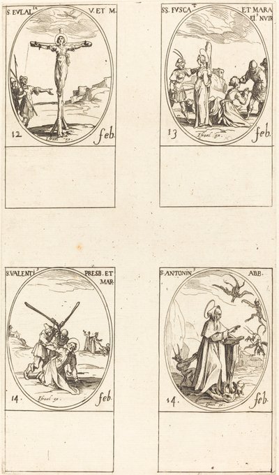 St. Eulalia; St. Fusca and Maura; St. Valentine; St. Anthony by Jacques Callot