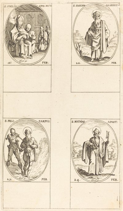St. Felix; St. Joseph of Arimathea; St. Polycarpe; St. Matthias, Apostle by Jacques Callot