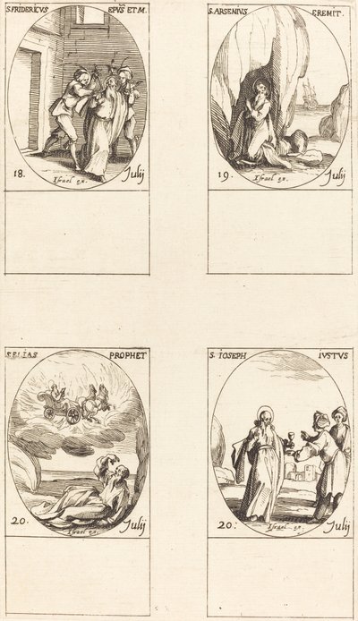St. Frederick; St. Arsenius, Hermit; St. Elias, Prophet; St. Joseph the Just by Jacques Callot