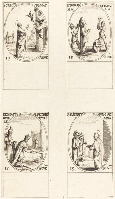 St. Gregory; Sts. Romanus & Barulla; Dedication of the Basilicas of SS. Peter & Paul by Jacques Callot