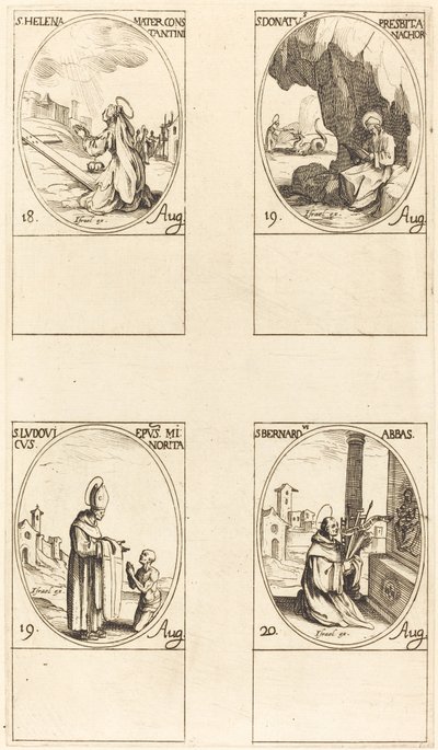 St. Helen, St. Donatus, St. Ludovicus, Bishop, St. Bernard by Jacques Callot