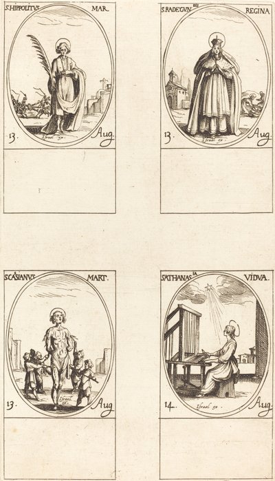 St. Hippolytus; St. Radegund, Queen; St. Cassian; St. Athanasia by Jacques Callot