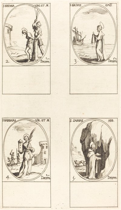 St. Irene & Companions; St. Christiana; Sts. Anania, Azaria & Misael; St. Florianus & by Jacques Callot