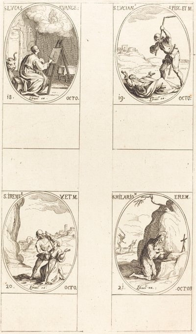 St. Luke; St. Lucian; St. Irene; St. Hilarion by Jacques Callot