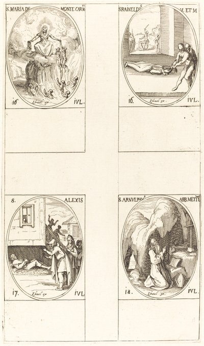 St. Mary of Mont Carmel; St. Raineldis; St. Alexis; St. Arnold of Metz by Jacques Callot