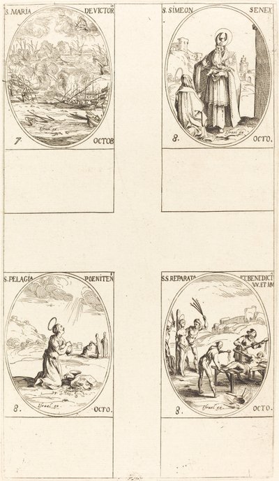 St. Mary of Victory; St. Simeon, Prophet; St. Pelagia; Sts. Reparata and Benedicta by Jacques Callot