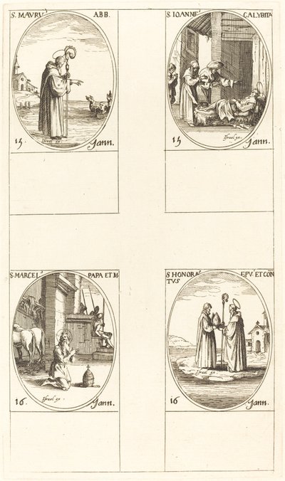 St. Maurus; St. John Calybite; St. Marcellus; St. Honoratus by Jacques Callot