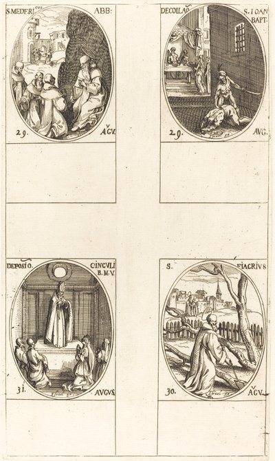 St. Mederic, Abbot; Beheading of John the Baptist; St. Fiacre; Festival of the Virgin by Jacques Callot