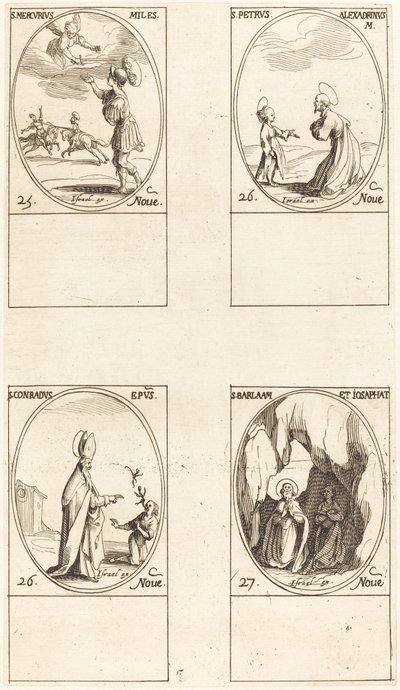 St. Mercury; St. Peter of Alexandria; St. Conrad; Sts. Barlaam and Josaphat by Jacques Callot