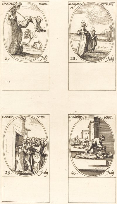 St. Pantaleon; Sts. Nazarius and Celsus; St. Martha; St. Beatrice by Jacques Callot