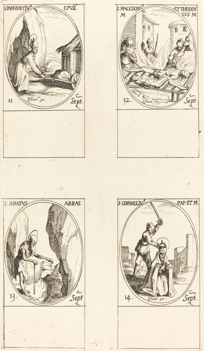 St. Paphnutius; Sts. Macedonius and Theodulus; St. Amatus; St. Cornelias by Jacques Callot