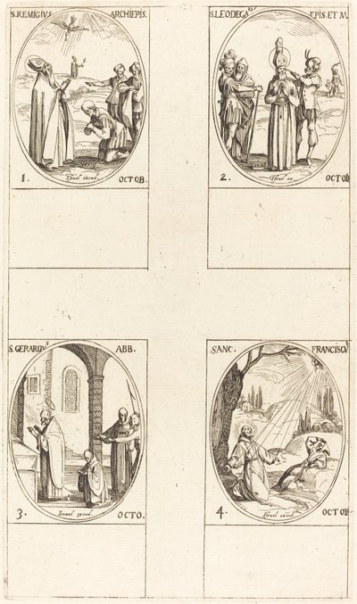 St. Remigius; St. Leodegarius; St. Gerard, Abbot; St. Francis of Assisi by Jacques Callot