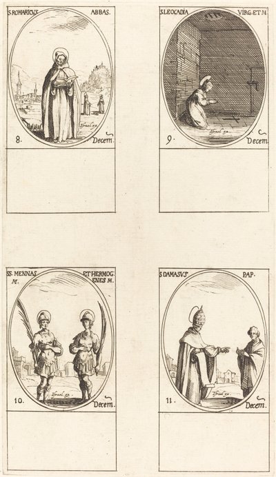 St. Romaricus; St. Leocadia; Sts. Mennas and Hermogenes; St. Damasus by Jacques Callot