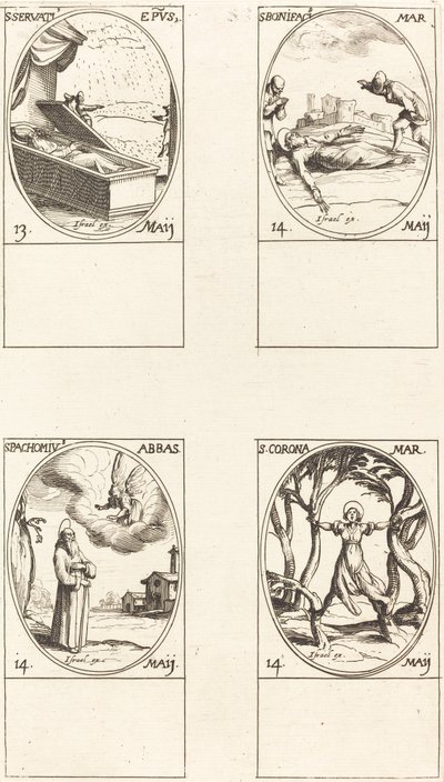 St. Servatius; St. Boniface; St. Pachomius; St. Corona by Jacques Callot