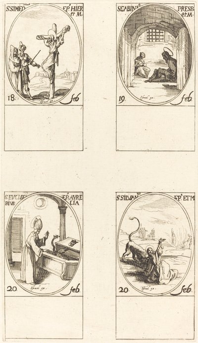 St. Simeon; St. Gabinius; St. Eucharius; St. Silvanus by Jacques Callot