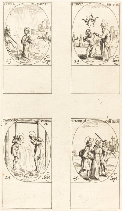 St. Thecla, St. Linus, Sts. Andochius and Thyrsus, St. Cleophas by Jacques Callot