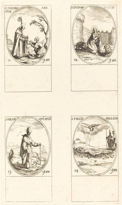 St. Theodosius; St. Tatiana; St. Hilary; St. Felix by Jacques Callot