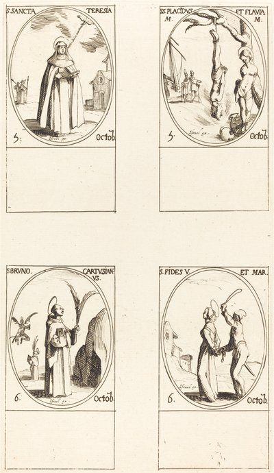 St. Theresa; St. Placidus and Flavia; St. Bruno; St. Faith by Jacques Callot