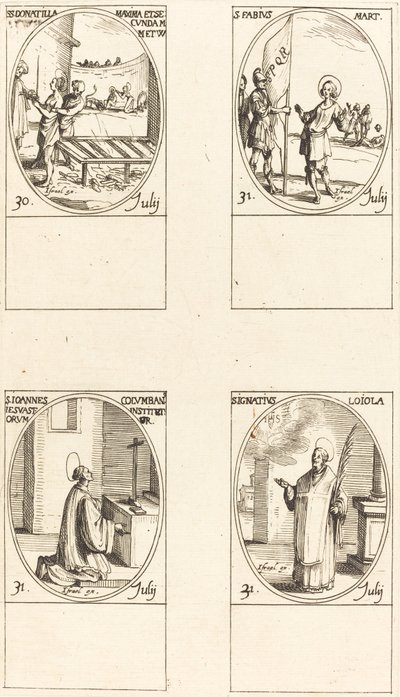 Sts. Donatilla, Maxima & Secunda; St. Fabius; St. John Colombini; St. Ignatius Loyola by Jacques Callot