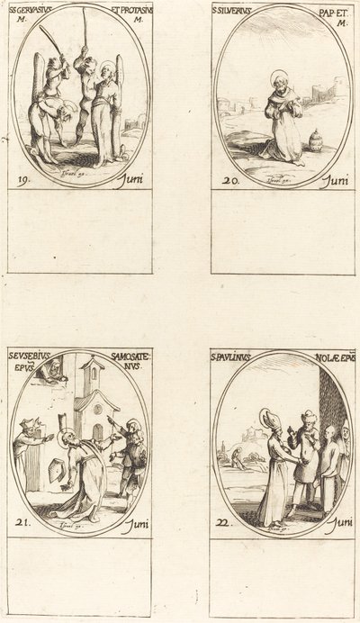 Sts. Gervase & Protase; St. Silverius; St. Eusebius of Samosata; St. Paulinus of Nola by Jacques Callot