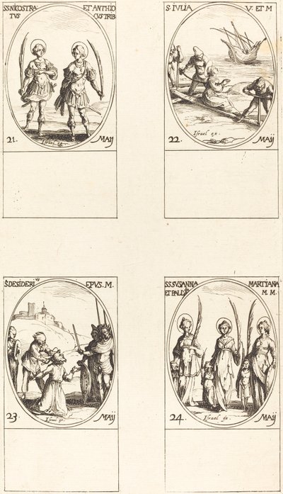 Sts. Nicostratus and Anthiocus; St. Julia; St. Desiderius; Sts. Susanna, Palladia, and Others by Jacques Callot