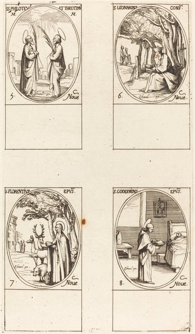 Sts. Philoteus and Theotimus, St. Leonard, St. Florentinus, St. Godfrey by Jacques Callot