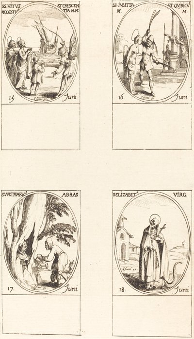 Sts. Vitus, Modestus, & Crescentia; Sts. Julitta & Quiricus; St. Avitus, Abbot; St. E by Jacques Callot