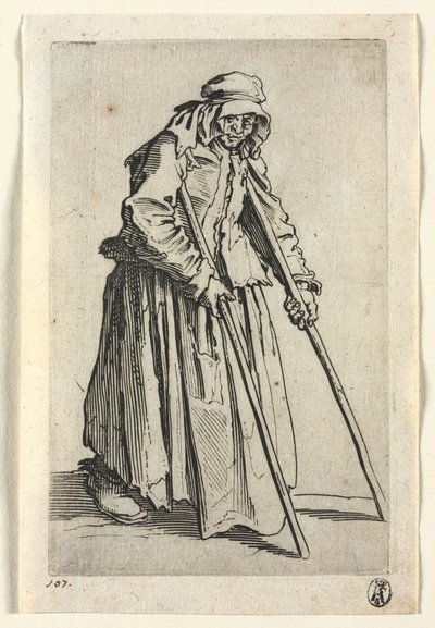 The Beggars: Beggar Woman on Crutches by Jacques Callot