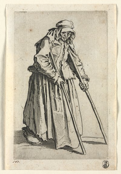 The Beggars: Beggar Woman on Crutches by Jacques Callot