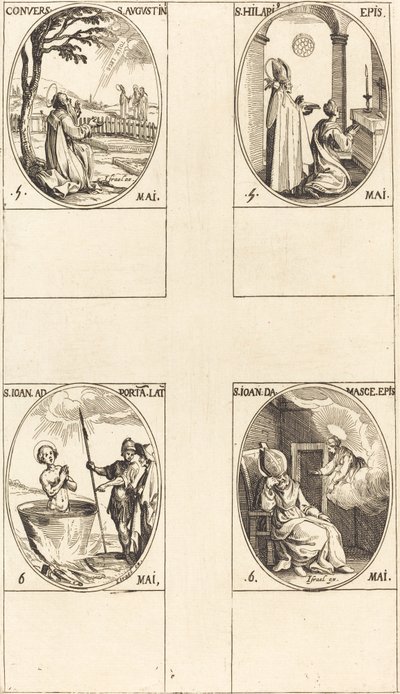 The Conversion of Saint Augustine; Saint Hilary; Saint John before the Latin Portal; Saint John of Damascus by Jacques Callot
