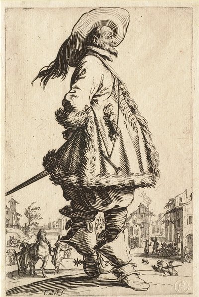 The Gentleman in the Fur-Trimmed Coat Holding His Hands Behind His Back by Jacques Callot
