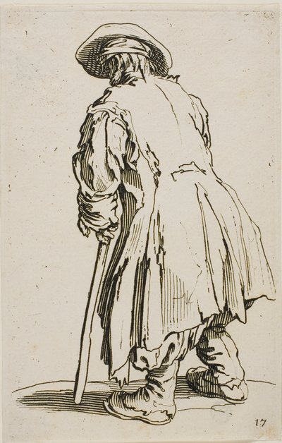 The Old Beggar Leaning on his Crutch (plate seventeen from The Beggars) by Jacques Callot
