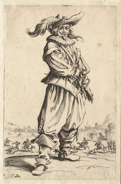 The Warrior in the Hat Adorned with a Large Feather by Jacques Callot