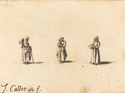 Three Women, One Holding a Child, probably 1634 by Jacques Callot