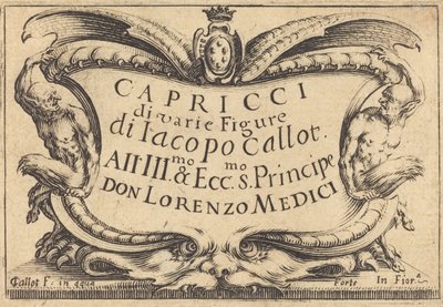 Title Page for The Capricci by Jacques Callot