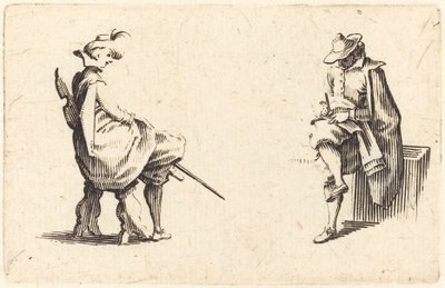 Two Seated Figures by Jacques Callot