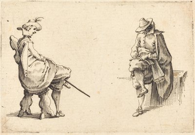 Two Seated Figures by Jacques Callot