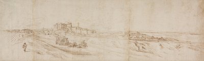 View of The Castello Bracciano, Near Rome with Coach and Figures by Jacques Callot
