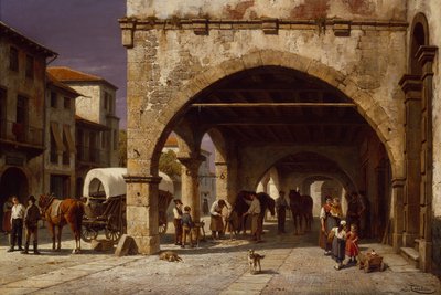 A Town Scene with a Farrier by Jacques Carabain