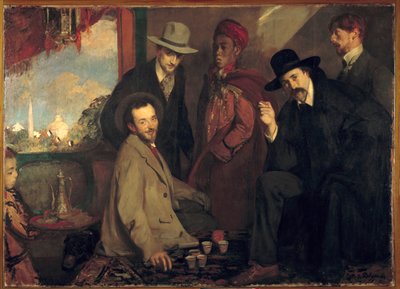 Andre Gide and His Friends at the Cafe Maure of the World Exposition of 1900 by Jacques Emile Blanche