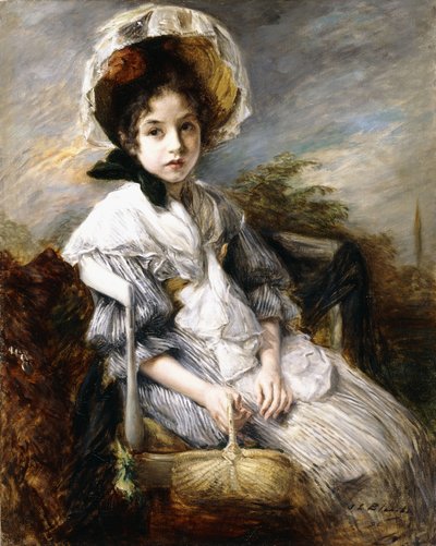 Portrait of a Young Girl Seated in a Landscape by Jacques Emile Blanche