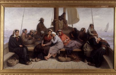 Oyster Fishing on the Deck of a Boat by Jacques Eugene Feyen
